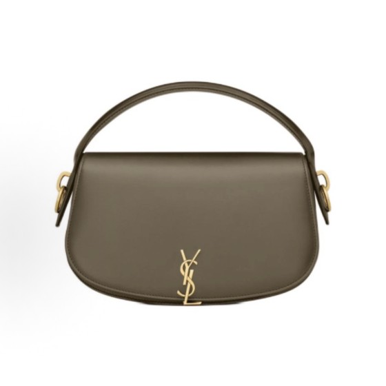 SAINT LAURENT YSL bronze metal hand-held crossbody single-shoulder bag for regular women in deep musk color